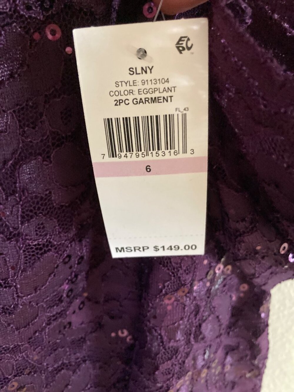 SL FASHIONS  LACE JACKET MIDI DRES  2 piece Set Eggplant 6  NWT - Picture 7 of 8
